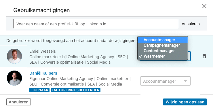 add account manager linkedin