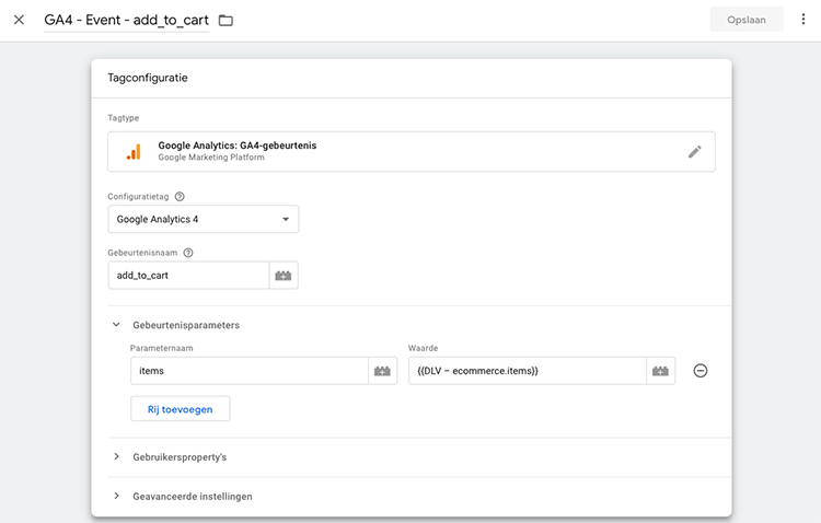 add to cart tag google analytics 4