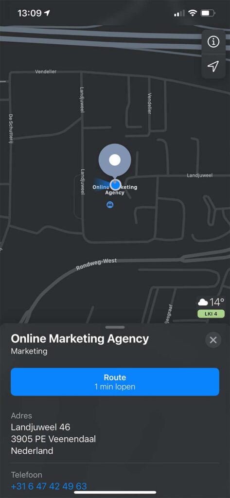 Company in apple maps