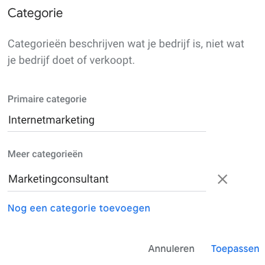 Category Google My Business