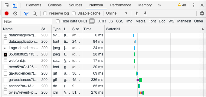 Chrome Devtools waterfall