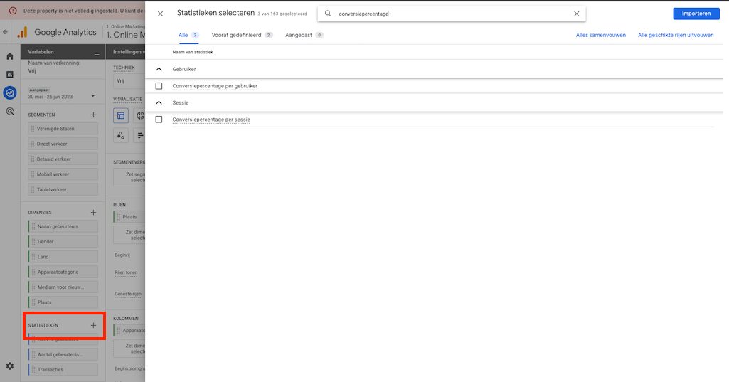 Making conversion rate measurable in explore GA4