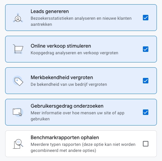 Business goals Google Analytics 4