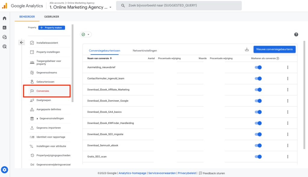 GA4 measure conversions for thank you page