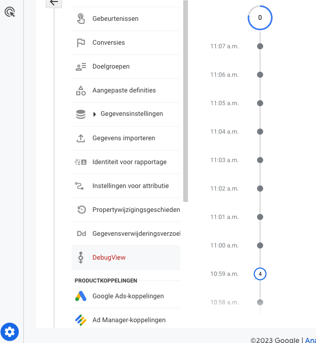 GA4 DebugView Minute Stream 2023