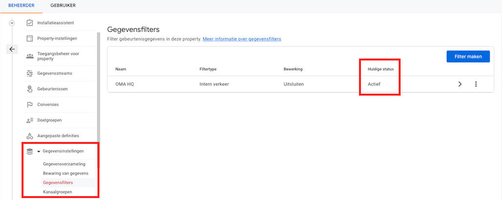 Data settings filters GA4