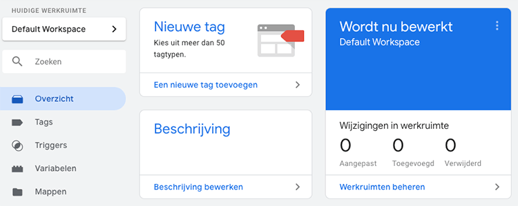 Google Tag Manager workspace