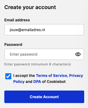 create cookiebot account