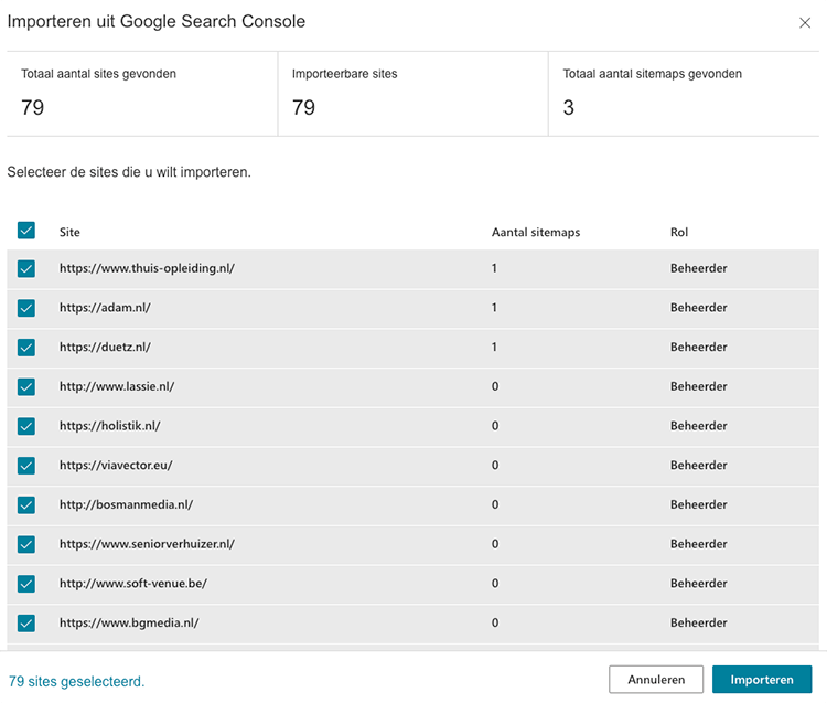 Import from google search console