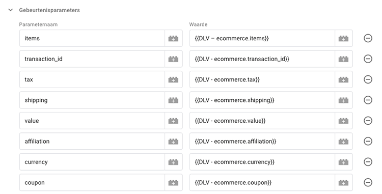 Entered value parameters