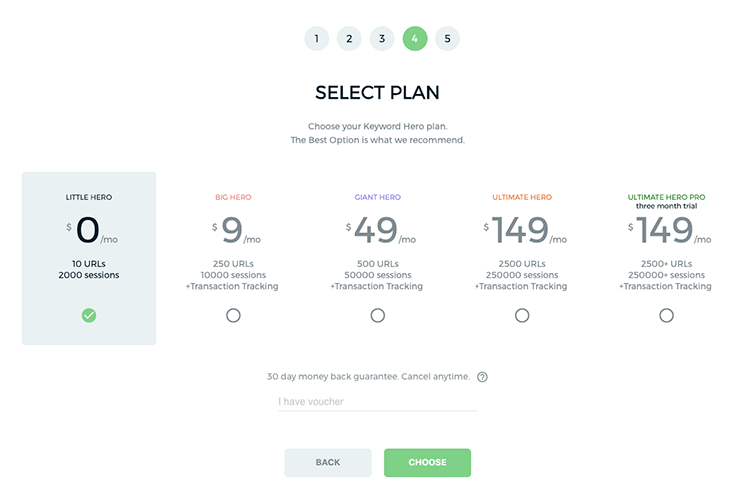 Keyword hero plan and pricing