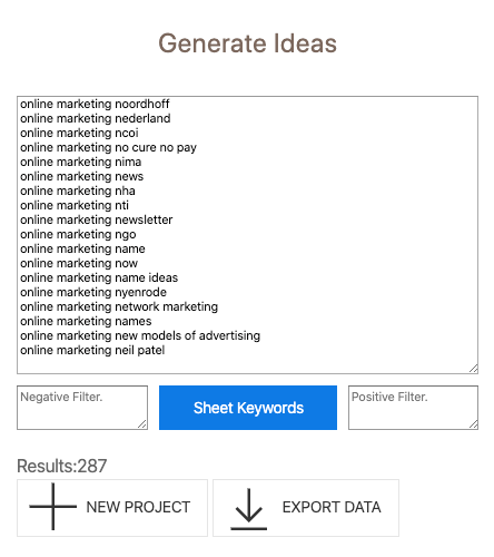 Keyword Sheeter