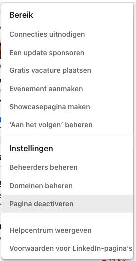 LinkedIn company page deactivation