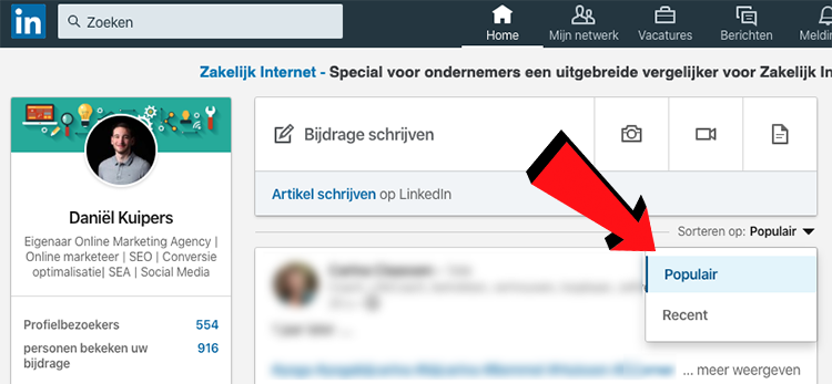 Linkedin timeline pod popular