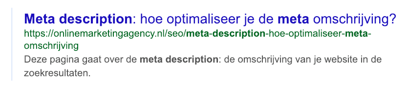 Meta description use the search term