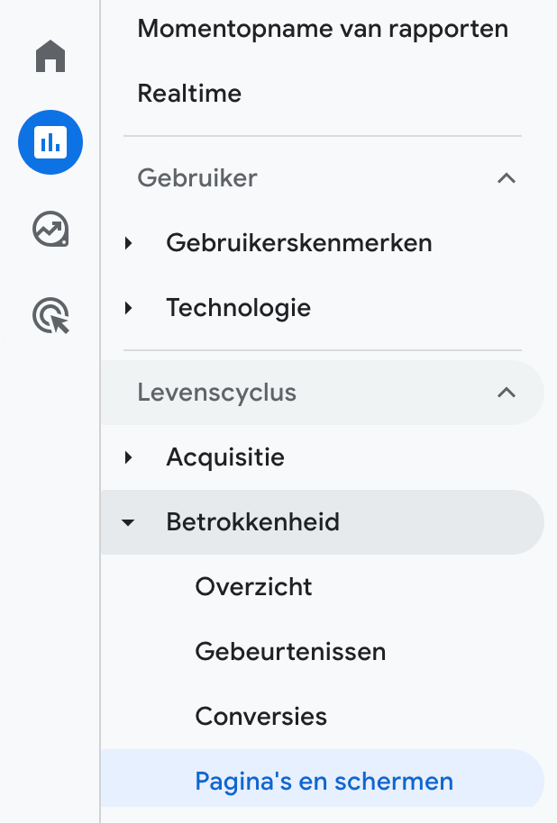 pages and screens Google Analytics 4