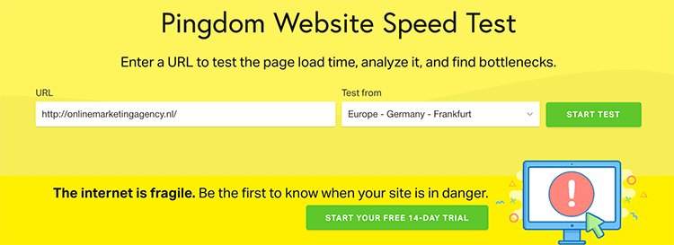 Pingdom website speed test