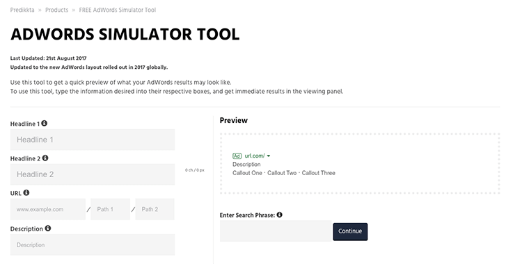 Predikkta Free Adwords Simulator tool
