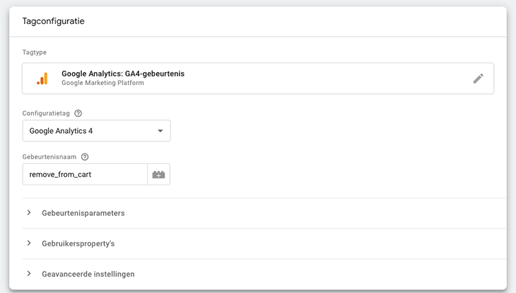 remove from cart google analytics 4
