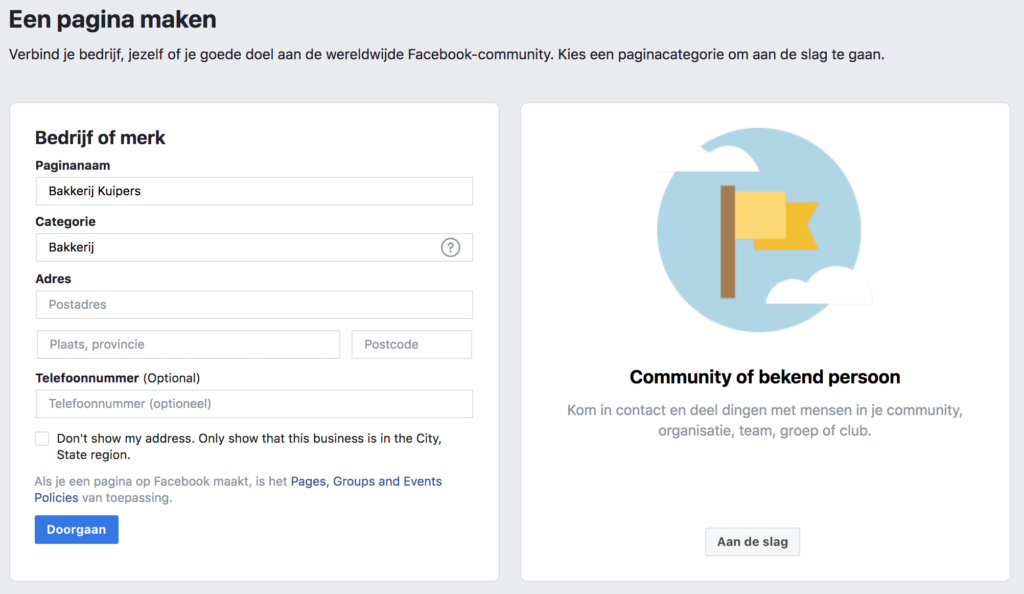 Facebook company/brand vs. community/famous person