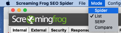Screaming frog list feature