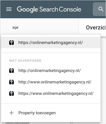 Search console property