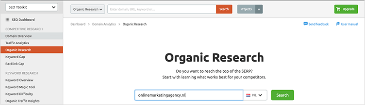 Semrush organic research