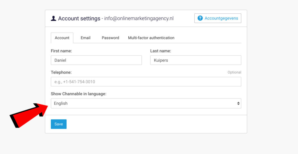 Customize language Channable