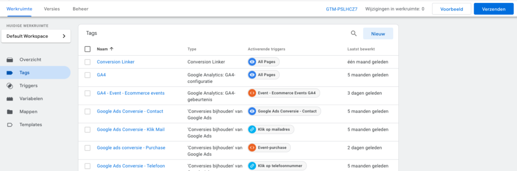 Tag Manager - Tags