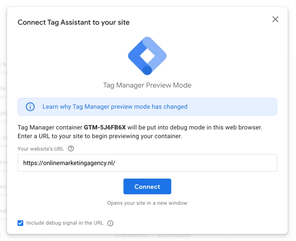 Preview mode Google Tag Manager