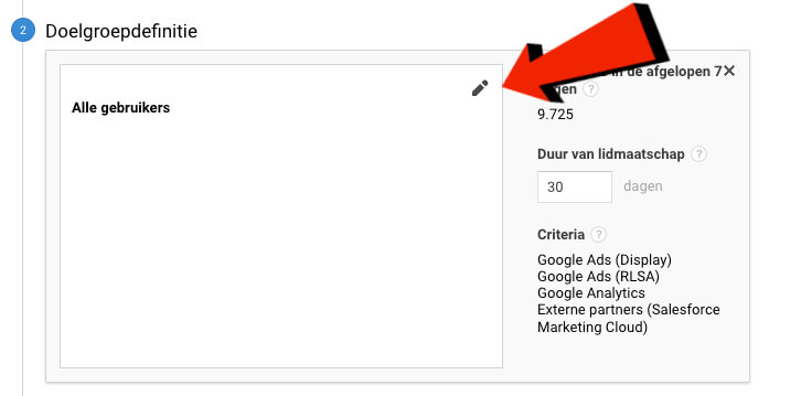 Google Analytics target list terms and conditions