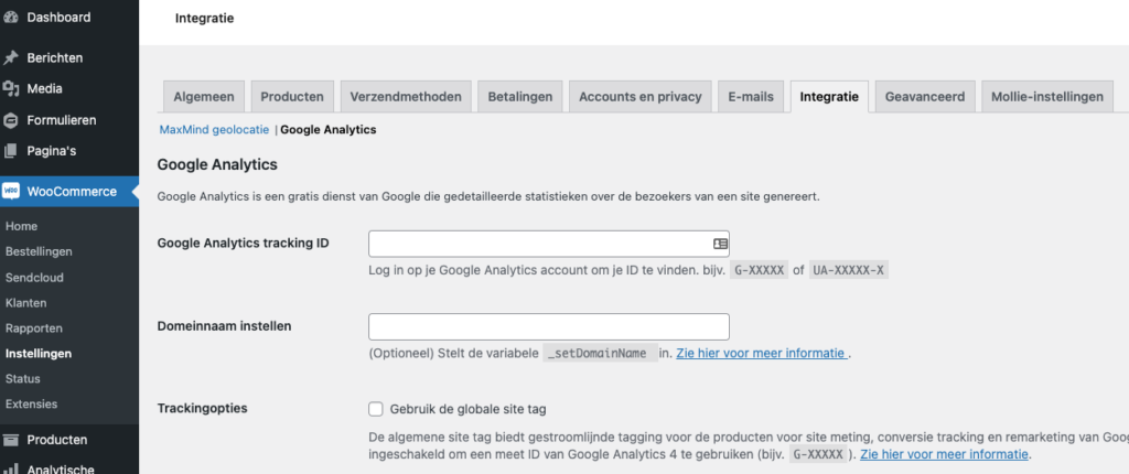 Woocommerce Google Analtyics integration setup