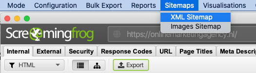 XML sitemap screaming frog