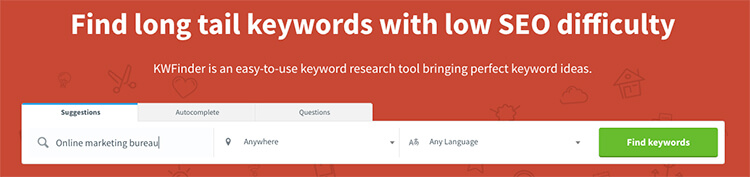 Keyword tool KWFinder